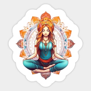 Yoga Girl And Mandala #2 Sticker